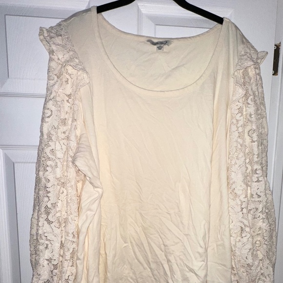 Pioneer Woman Brand Off-White Top – Size 2XL – Lace Sleeves - Picture 1 of 5